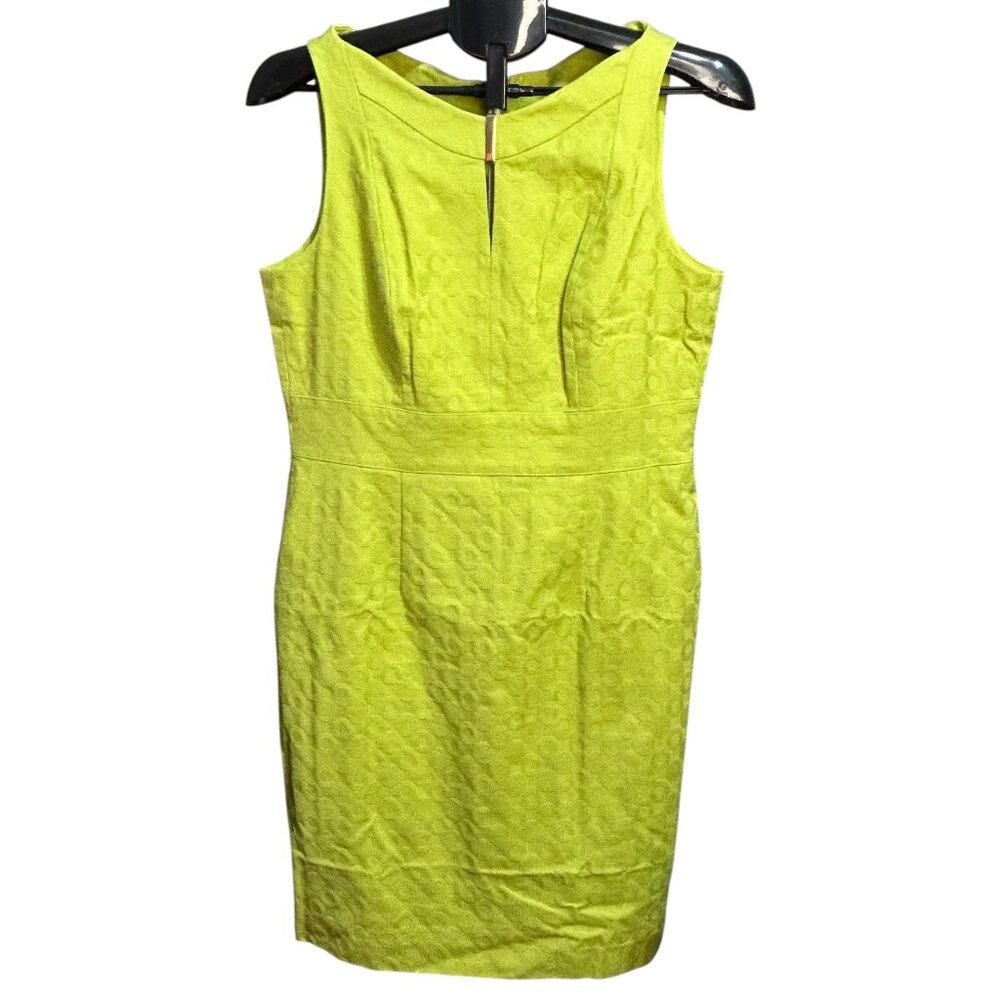 Tahari ASL Bright Lime Green Sleeveless Midi Dress